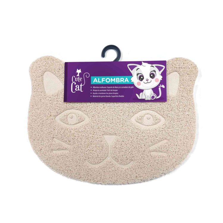 Cute Cat | Alfombra Beige Gato | MascotaVeloz