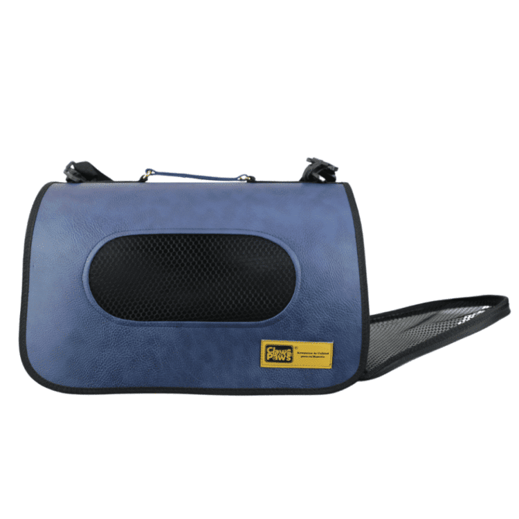 Transportador De Cuero Azul Claws and Paws