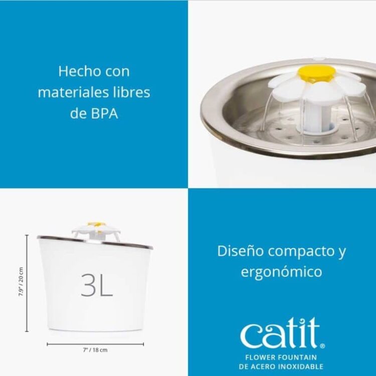 Cat It Fuente De Agua (Acero Inoxidable) - Imagen 2