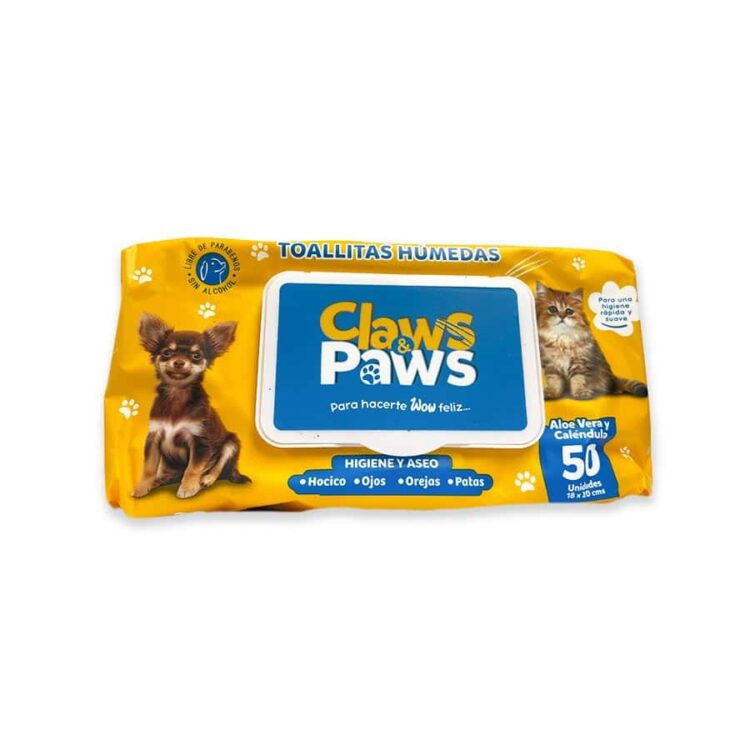 TOALLITAS HUMEDAS CLAWS AND PAWS X 50 UNID