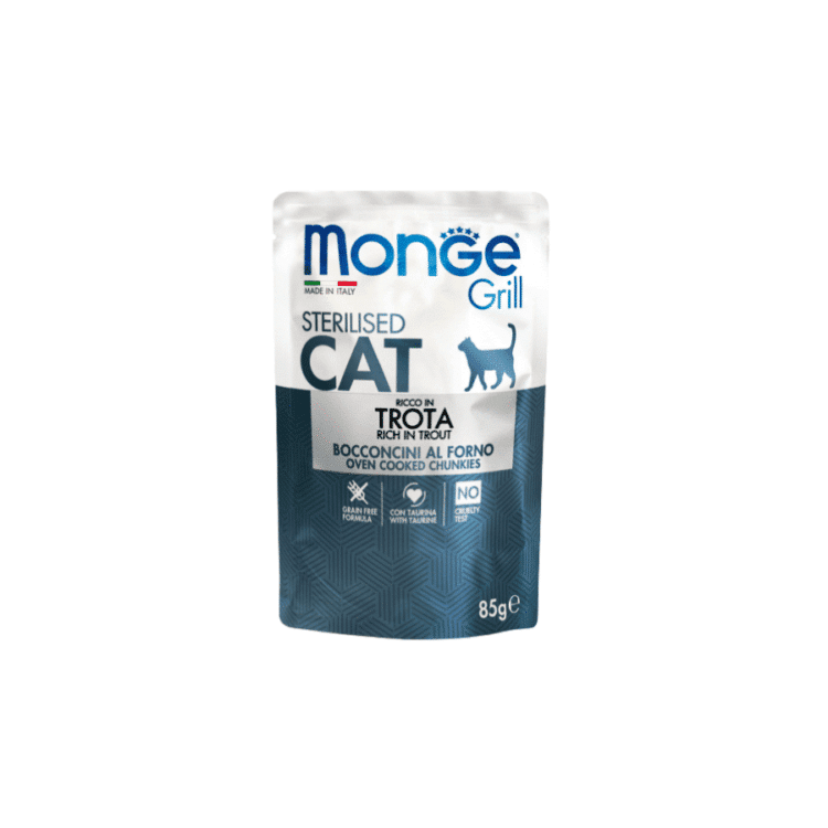 MONGE FELINE GRILL STERILISED TRUCHA SOBRE 85 G