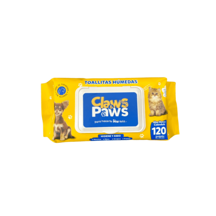 TOALLITAS HUMEDAS CLAWS AND PAWS X 120 UNID