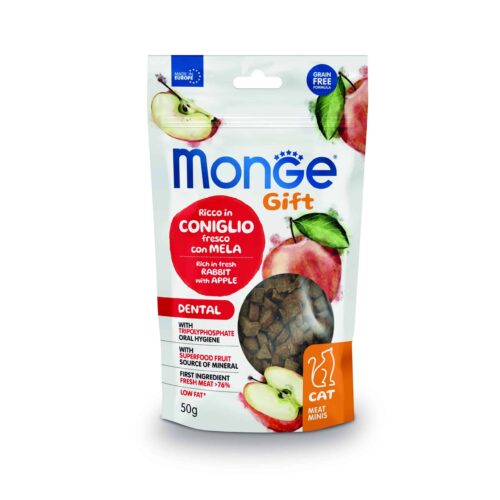 Monge Gift Meat Minis Dental Cat Adult – Conejo y Manzana