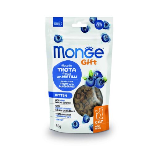 Monge Gift Meat Minis Kitten Cat – Trucha y Arandanos