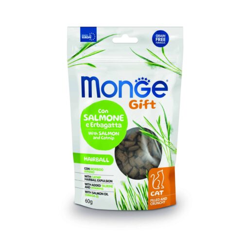 Monge Gift Filled and Crunchy Hairball Cat Adult – Salmon y Catnip