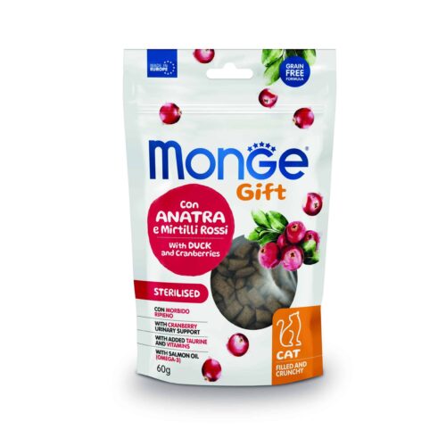 Monge Gift Filled and Crunchy Cat Sterilized – Pato y Arandanos