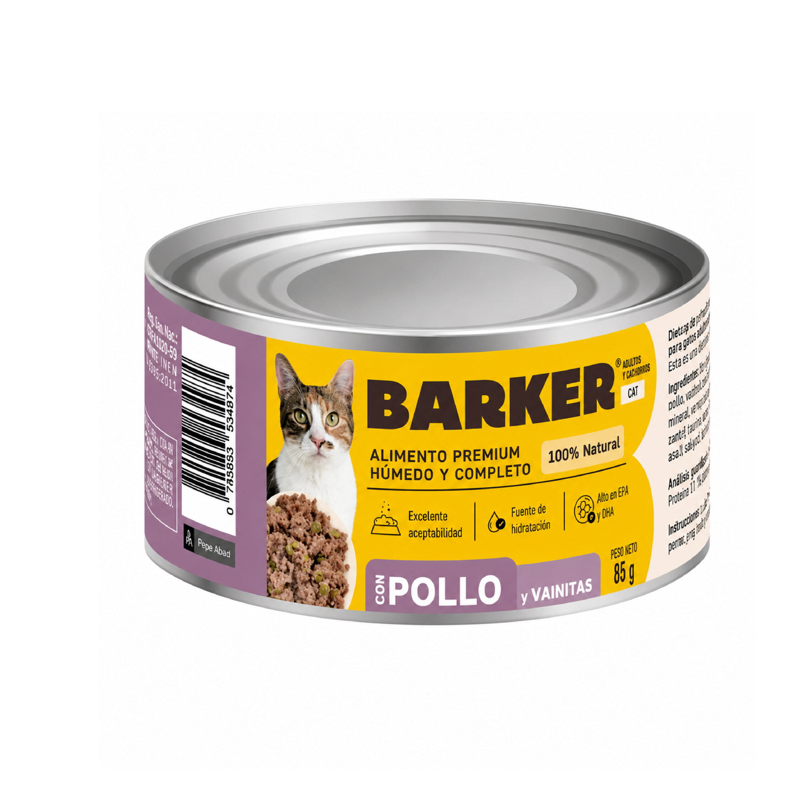 Barker Cat Alimento Húmedo Lata – Pollo y Vainitas