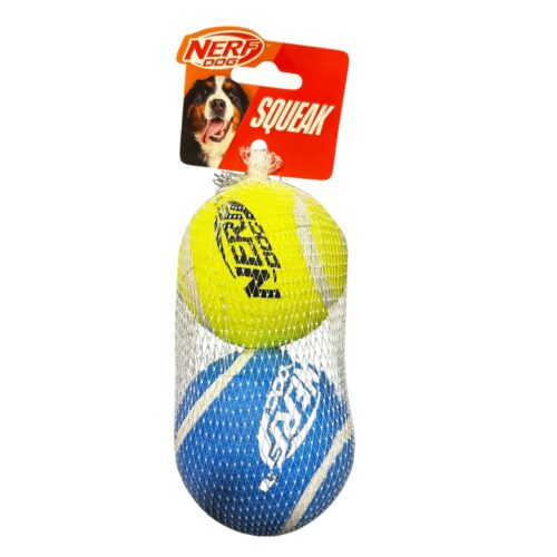 Nerf Dog Squeak Tennis Ball 2 pack – Blue/Yellow