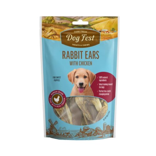 Dog Fest Puppy Treats & Chews Rabbit Ear With Chicken